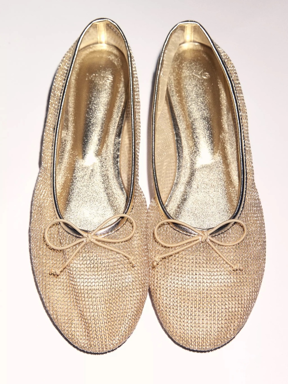 Mango MESH BALLET FLATS 7.5 Gold